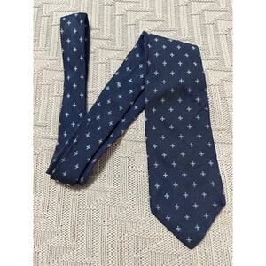 Brooks Brothers blue cross print linen silk blend tie